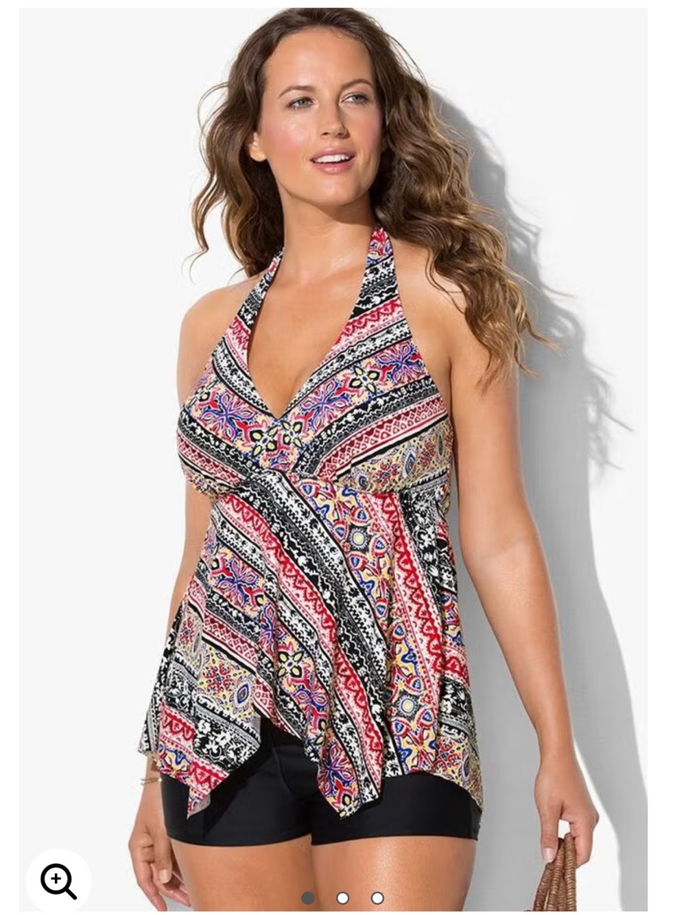 Swimsuits For All Boho Paisley Handkerchief Halter Tankini Top Only Size 26